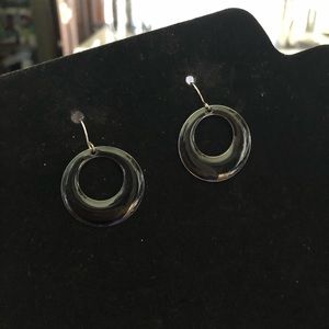 Black circle dangle earrings with hook